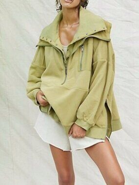 Free People Movement Venture Oversized Pullover Sweatshirt Green SIZE L